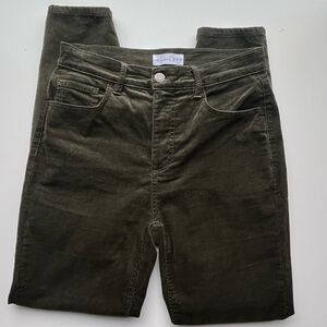 LOFT Dark Olive Corduroy Trousers